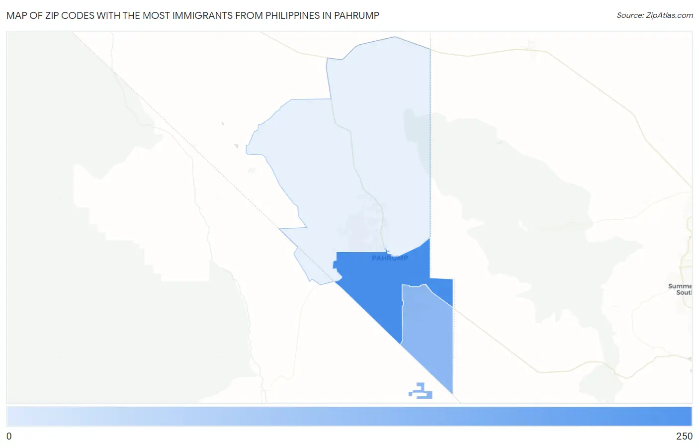 Zip Codes with the Most Immigrants from Philippines in Pahrump Map