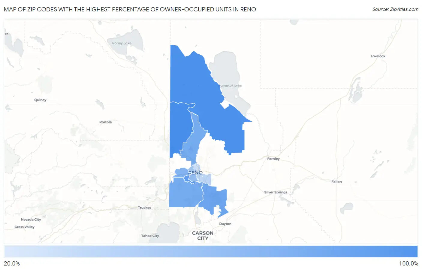 Zip Codes with the Highest Percentage of Owner-Occupied Units in Reno Map