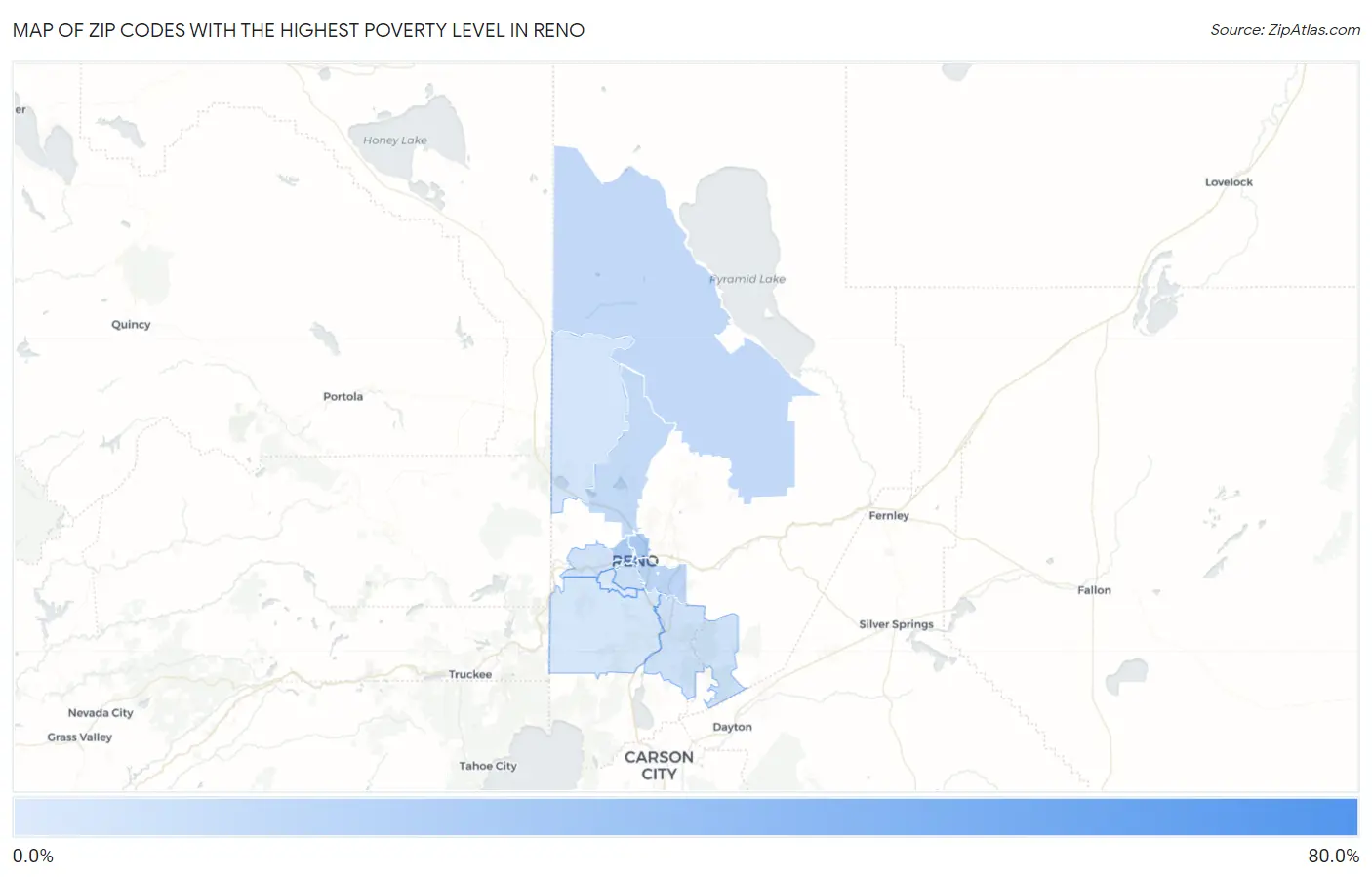 Zip Codes with the Highest Poverty Level in Reno Map