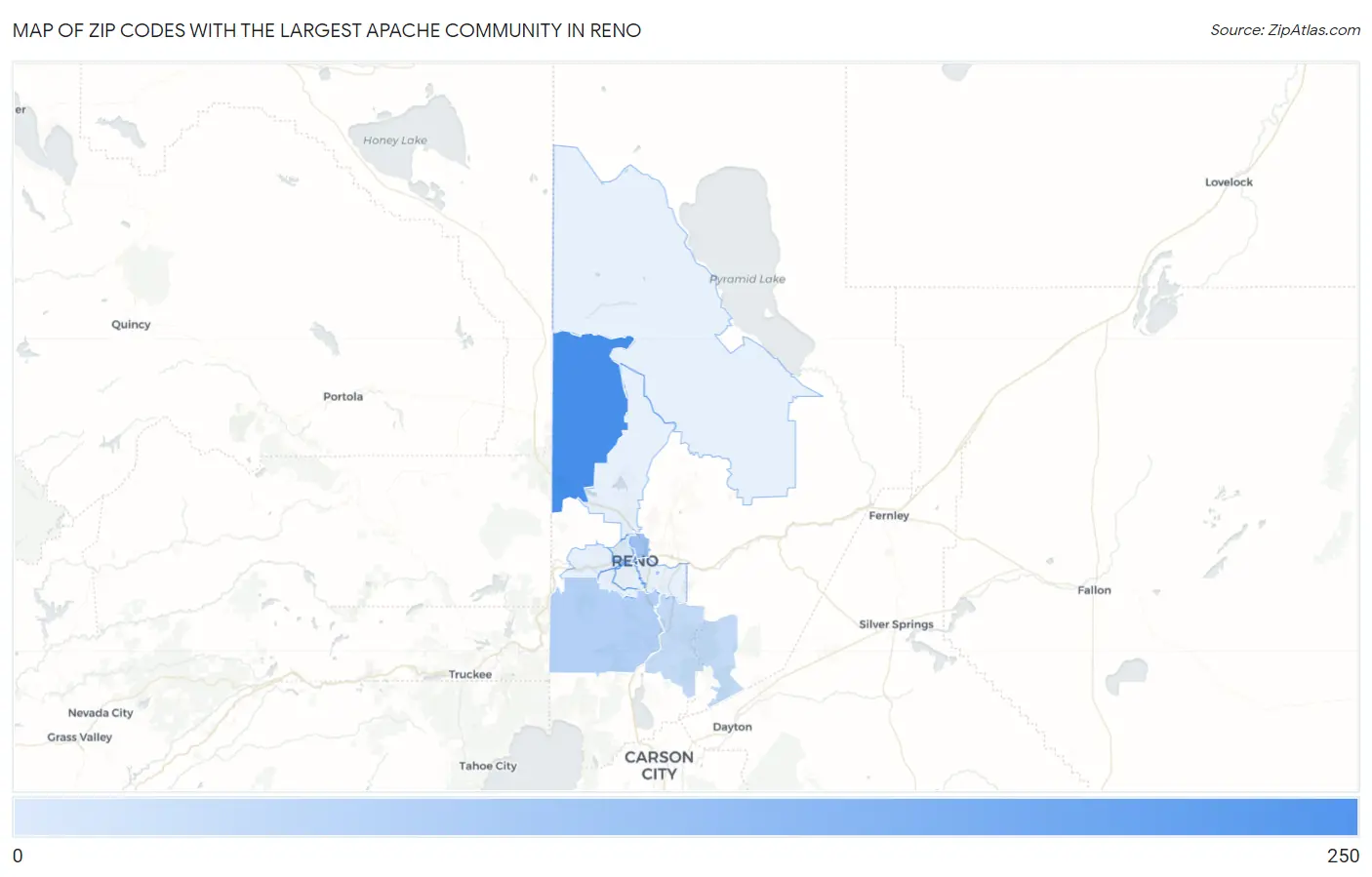Zip Codes with the Largest Apache Community in Reno Map
