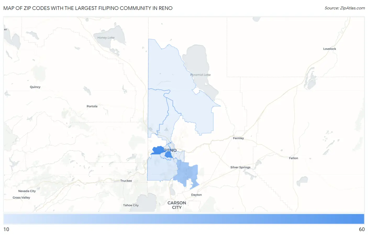 Zip Codes with the Largest Filipino Community in Reno Map