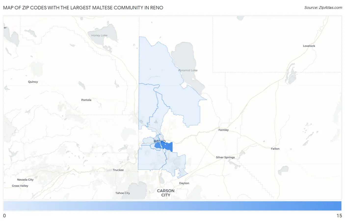 Zip Codes with the Largest Maltese Community in Reno Map