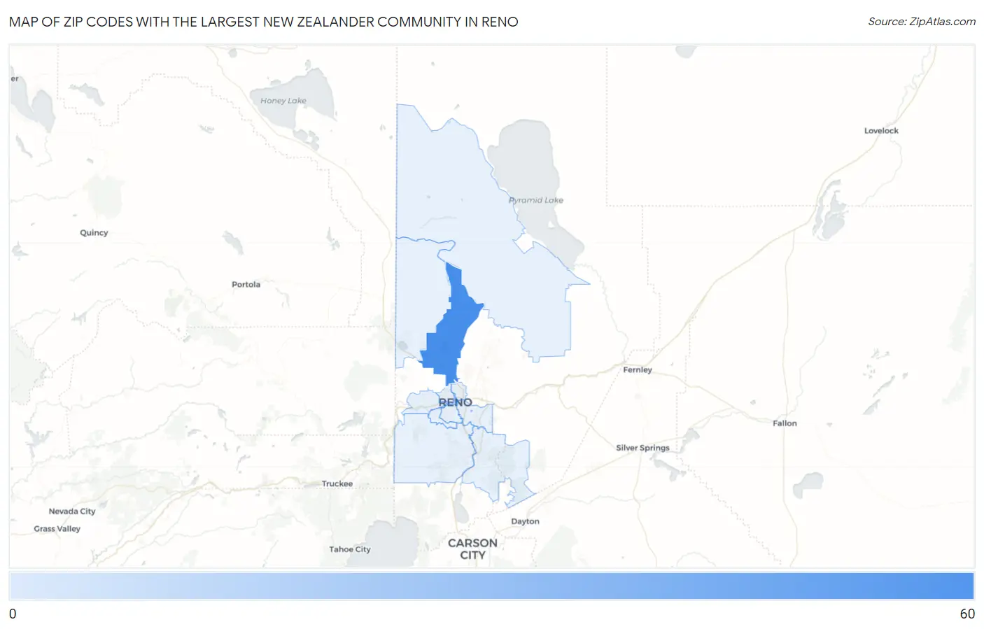 Zip Codes with the Largest New Zealander Community in Reno Map