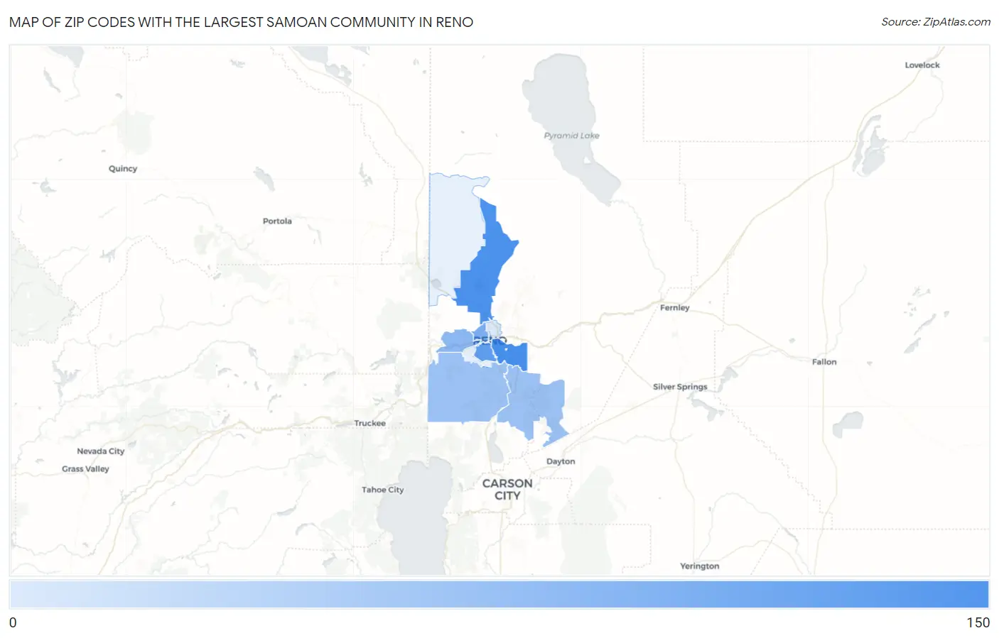 Zip Codes with the Largest Samoan Community in Reno Map