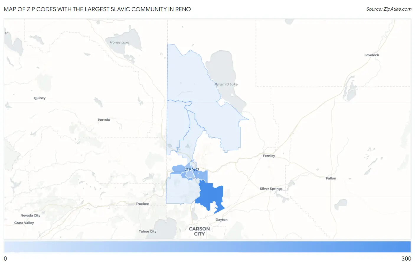 Zip Codes with the Largest Slavic Community in Reno Map