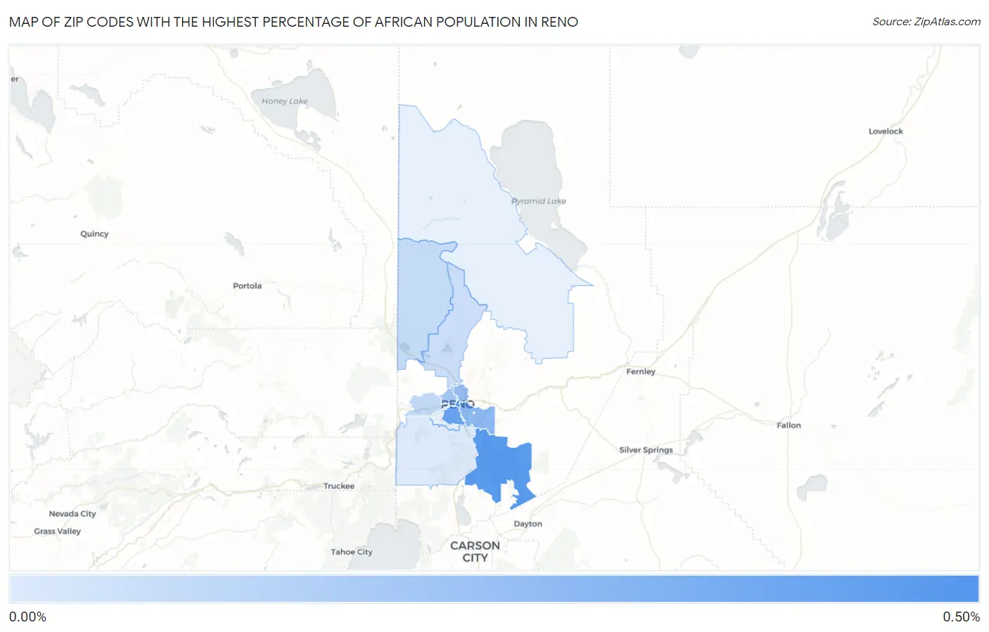 Zip Codes with the Highest Percentage of African Population in Reno Map