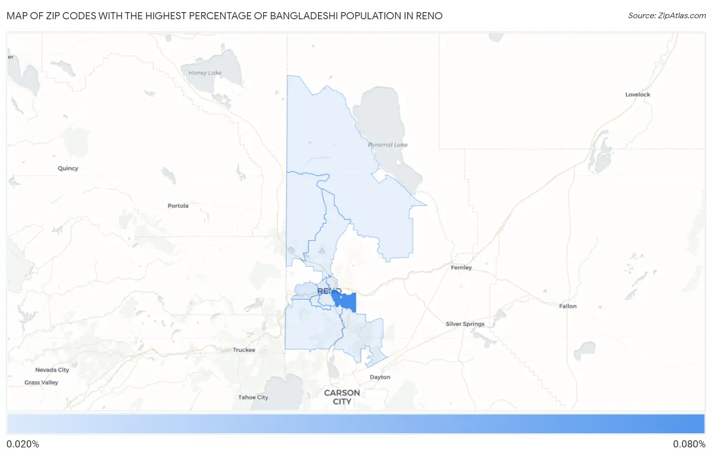 Zip Codes with the Highest Percentage of Bangladeshi Population in Reno Map