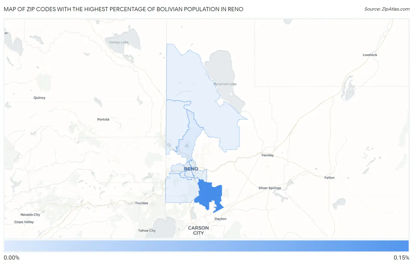 Zip Codes with the Highest Percentage of Bolivian Population in Reno Map