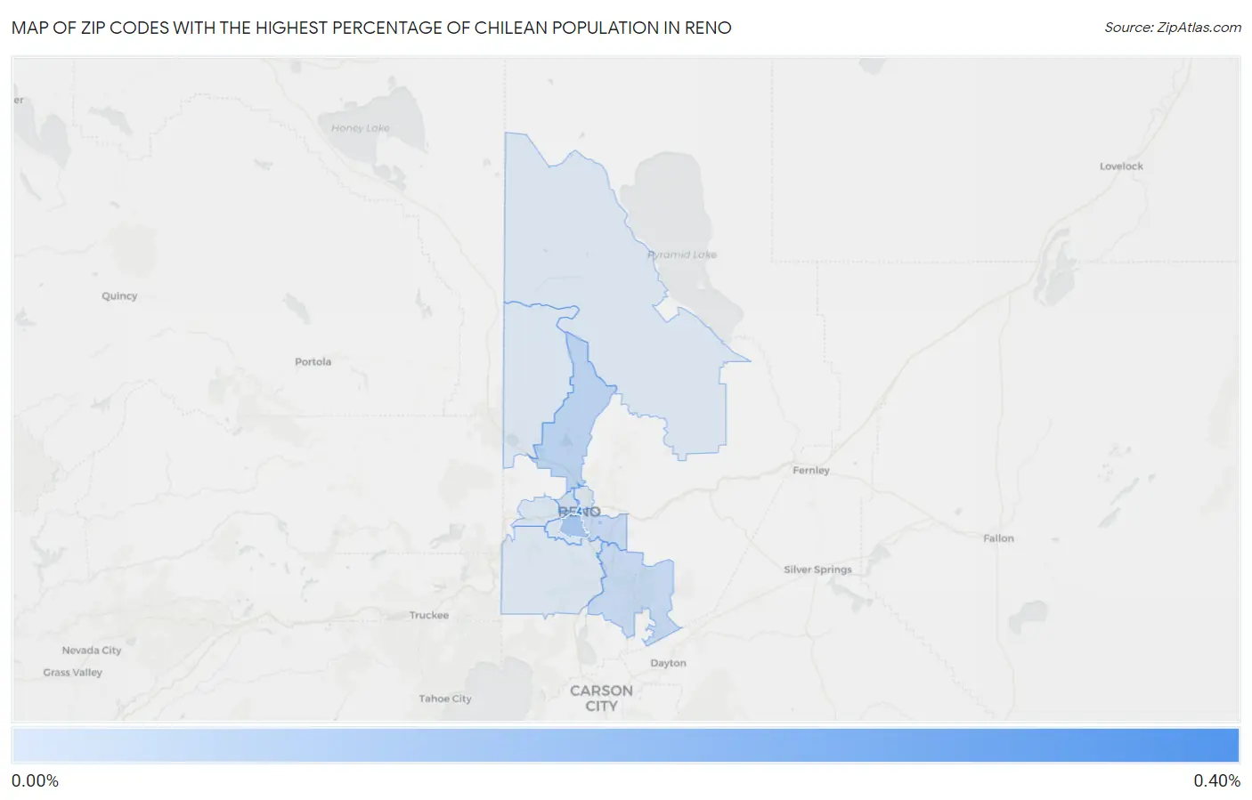 Zip Codes with the Highest Percentage of Chilean Population in Reno Map