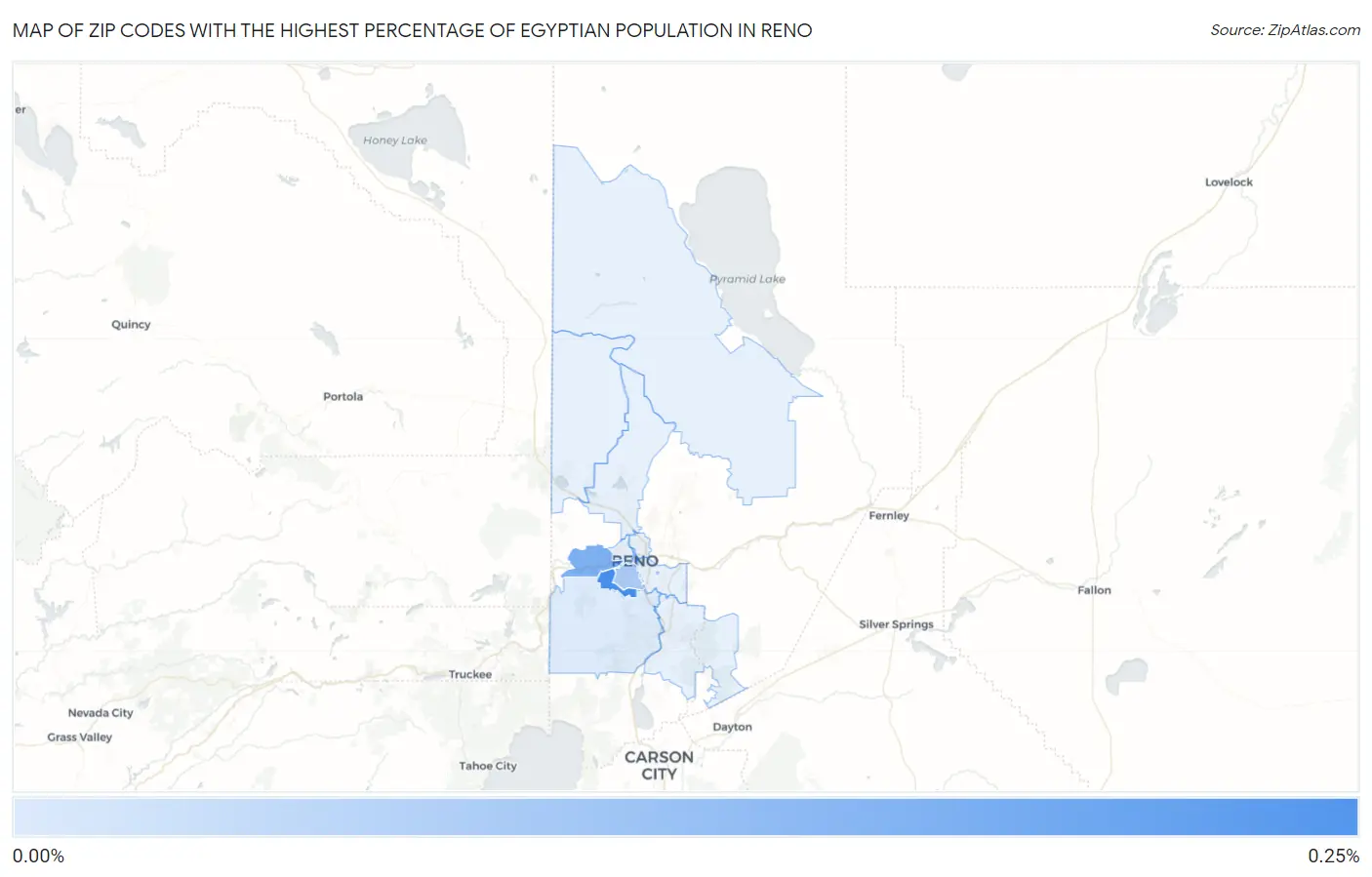 Zip Codes with the Highest Percentage of Egyptian Population in Reno Map