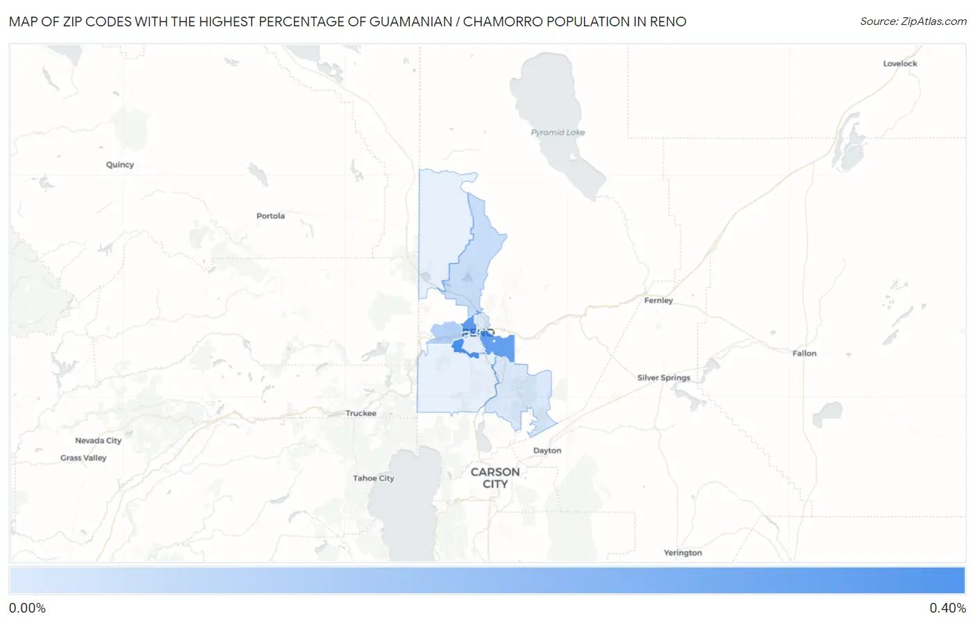Zip Codes with the Highest Percentage of Guamanian / Chamorro Population in Reno Map