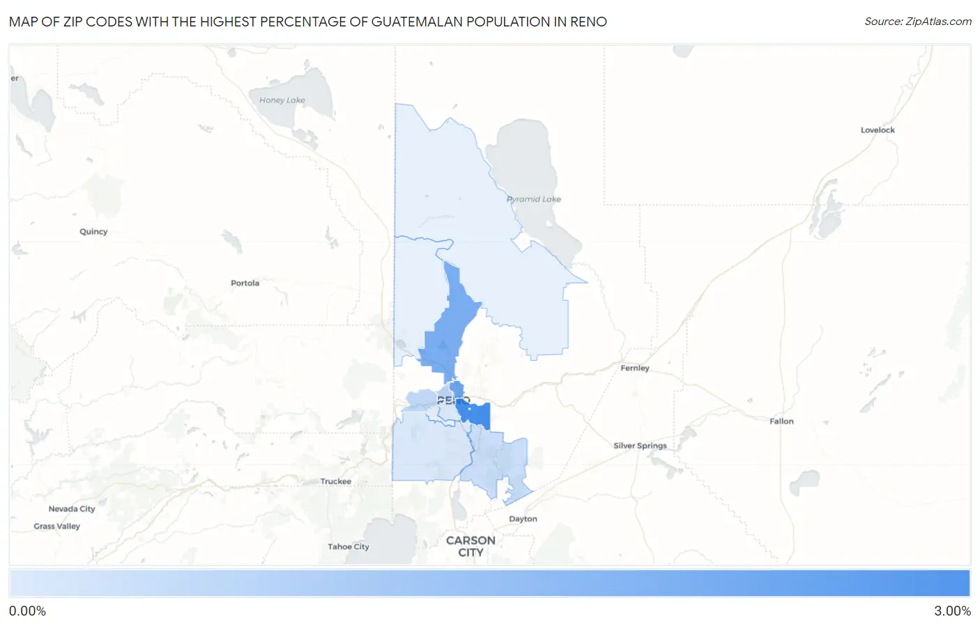 Zip Codes with the Highest Percentage of Guatemalan Population in Reno Map