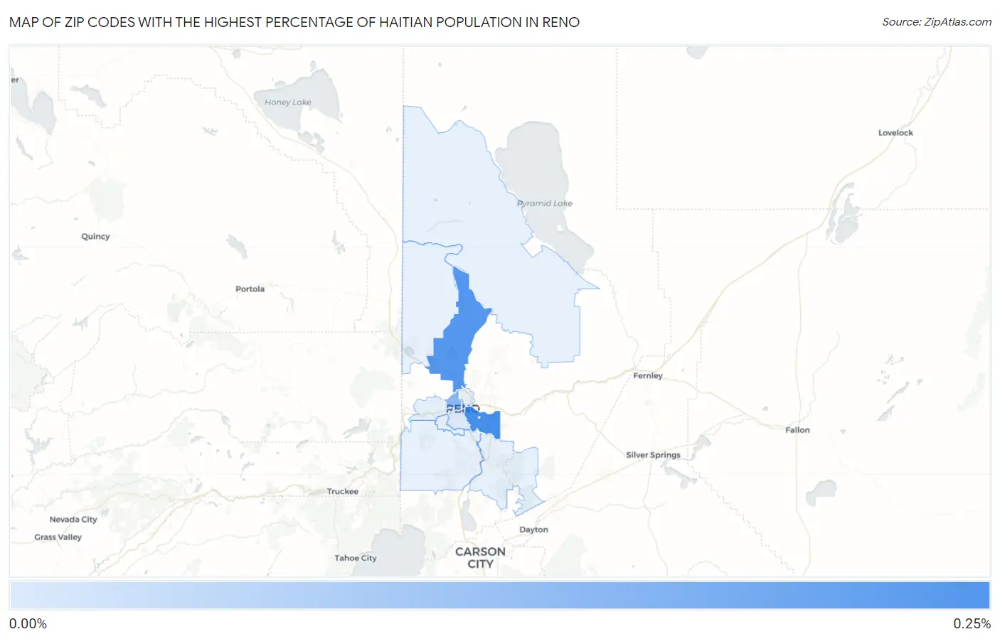 Zip Codes with the Highest Percentage of Haitian Population in Reno Map