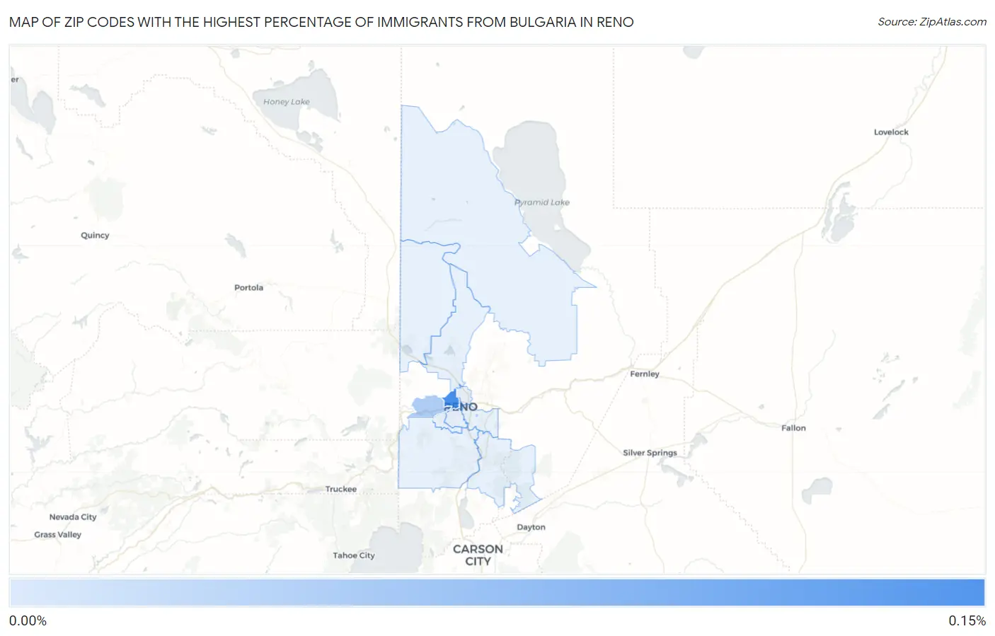 Zip Codes with the Highest Percentage of Immigrants from Bulgaria in Reno Map