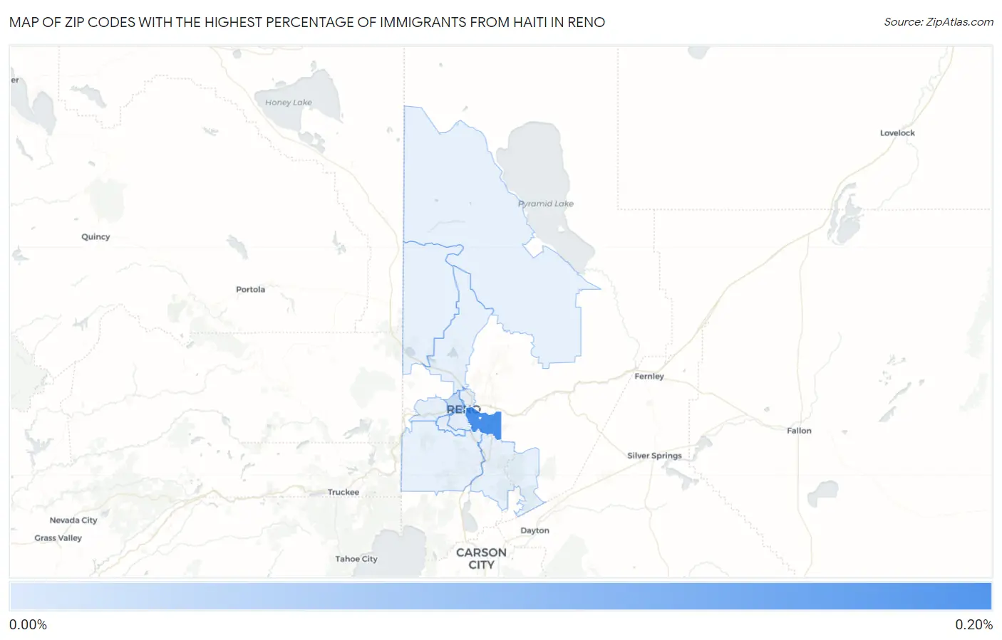 Zip Codes with the Highest Percentage of Immigrants from Haiti in Reno Map