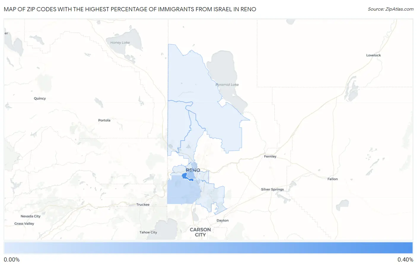 Zip Codes with the Highest Percentage of Immigrants from Israel in Reno Map