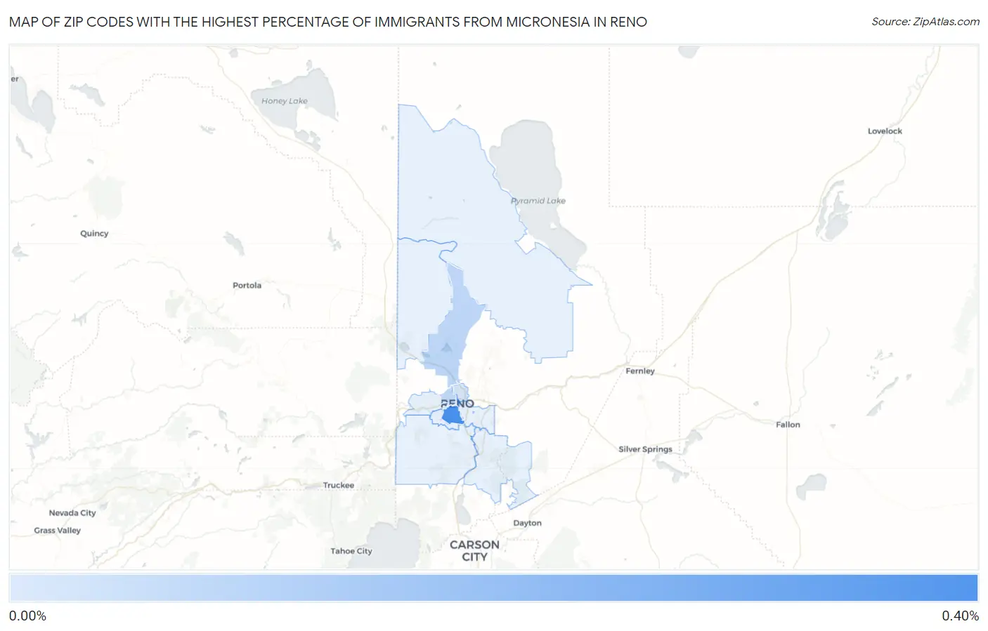Zip Codes with the Highest Percentage of Immigrants from Micronesia in Reno Map
