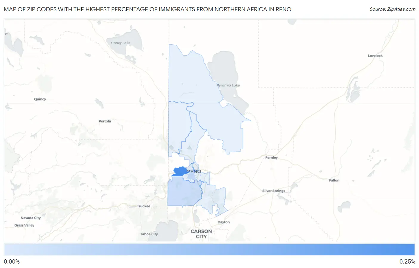 Zip Codes with the Highest Percentage of Immigrants from Northern Africa in Reno Map