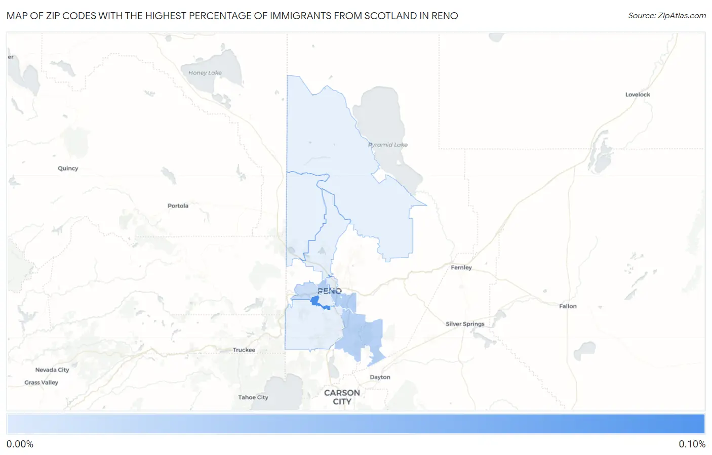 Zip Codes with the Highest Percentage of Immigrants from Scotland in Reno Map