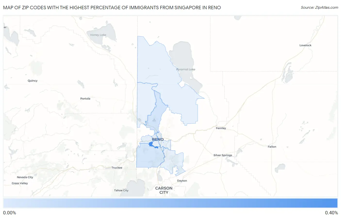 Zip Codes with the Highest Percentage of Immigrants from Singapore in Reno Map