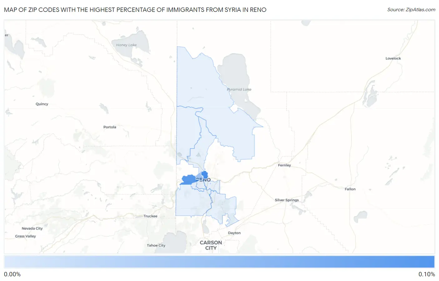 Zip Codes with the Highest Percentage of Immigrants from Syria in Reno Map