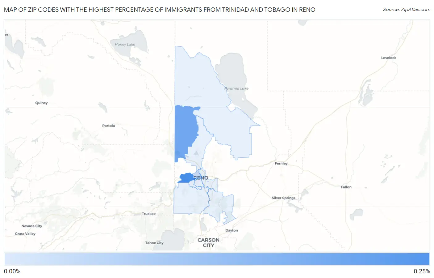 Zip Codes with the Highest Percentage of Immigrants from Trinidad and Tobago in Reno Map