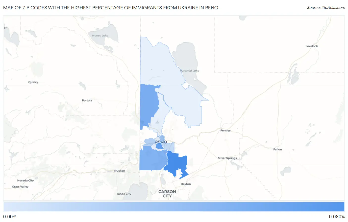 Zip Codes with the Highest Percentage of Immigrants from Ukraine in Reno Map