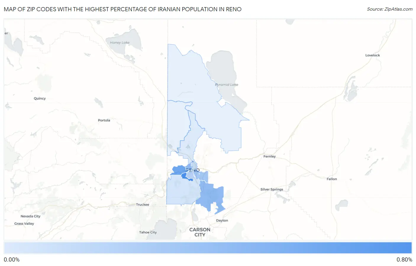 Zip Codes with the Highest Percentage of Iranian Population in Reno Map