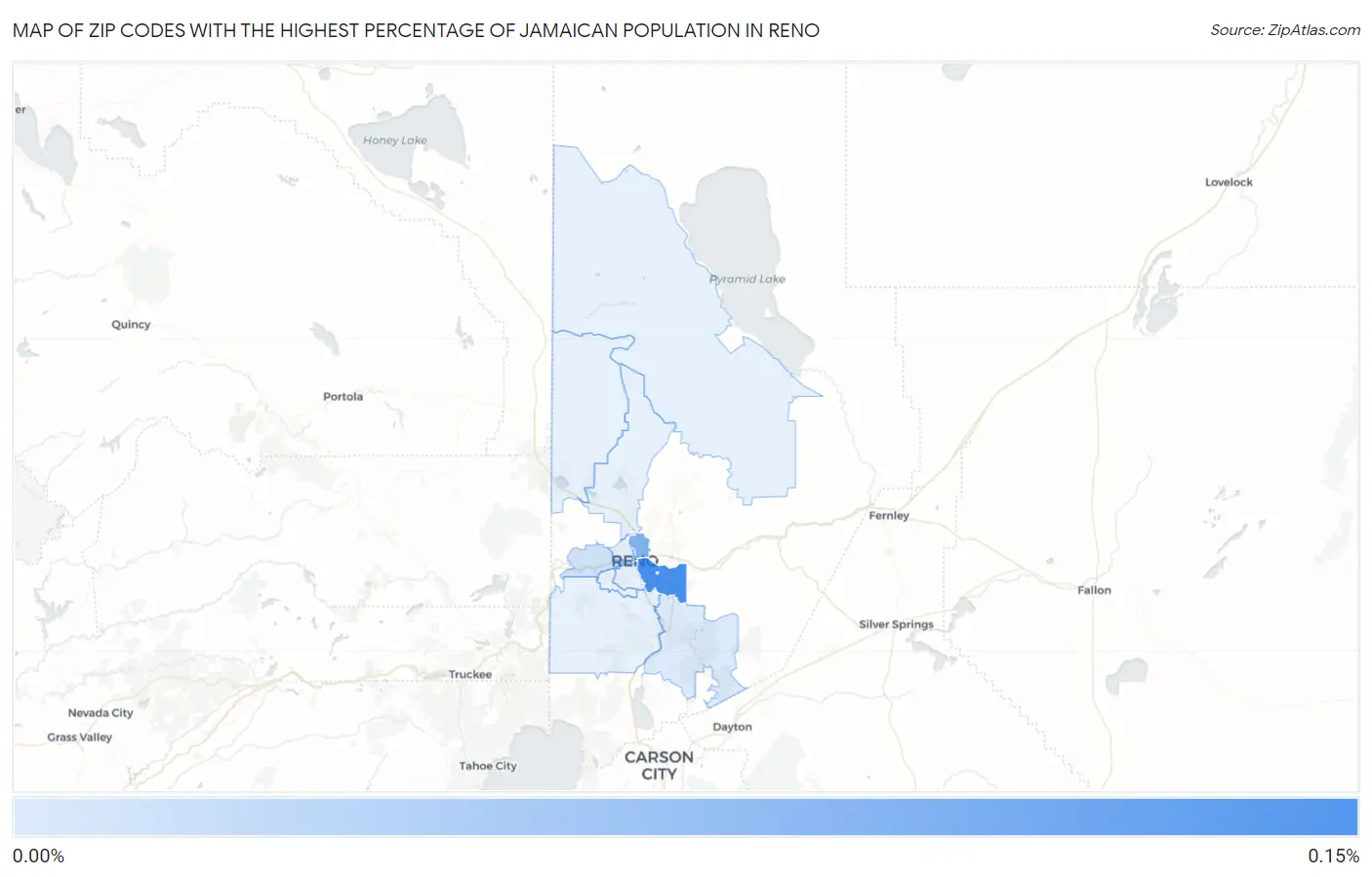 Zip Codes with the Highest Percentage of Jamaican Population in Reno Map