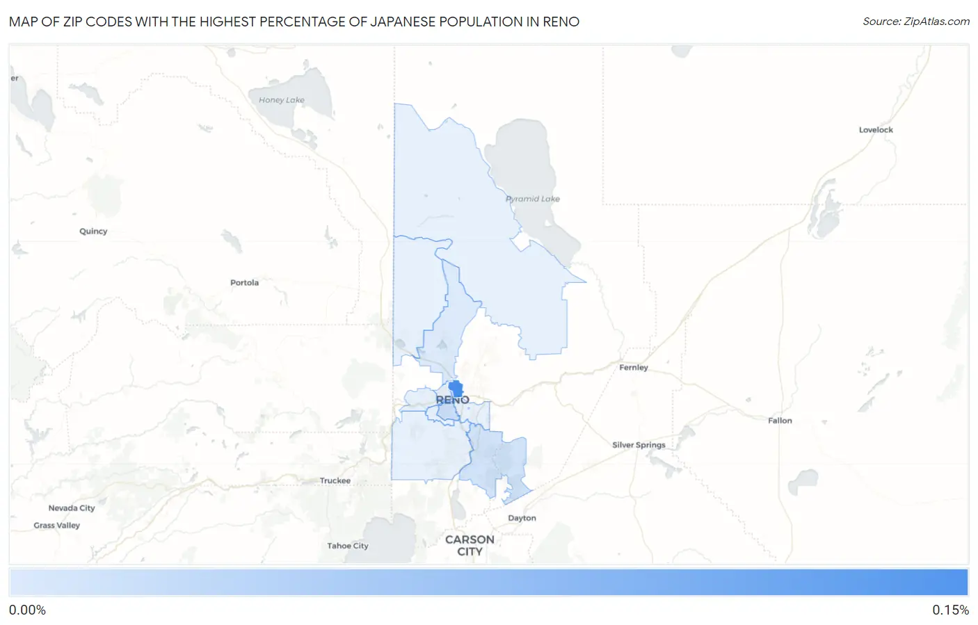 Zip Codes with the Highest Percentage of Japanese Population in Reno Map