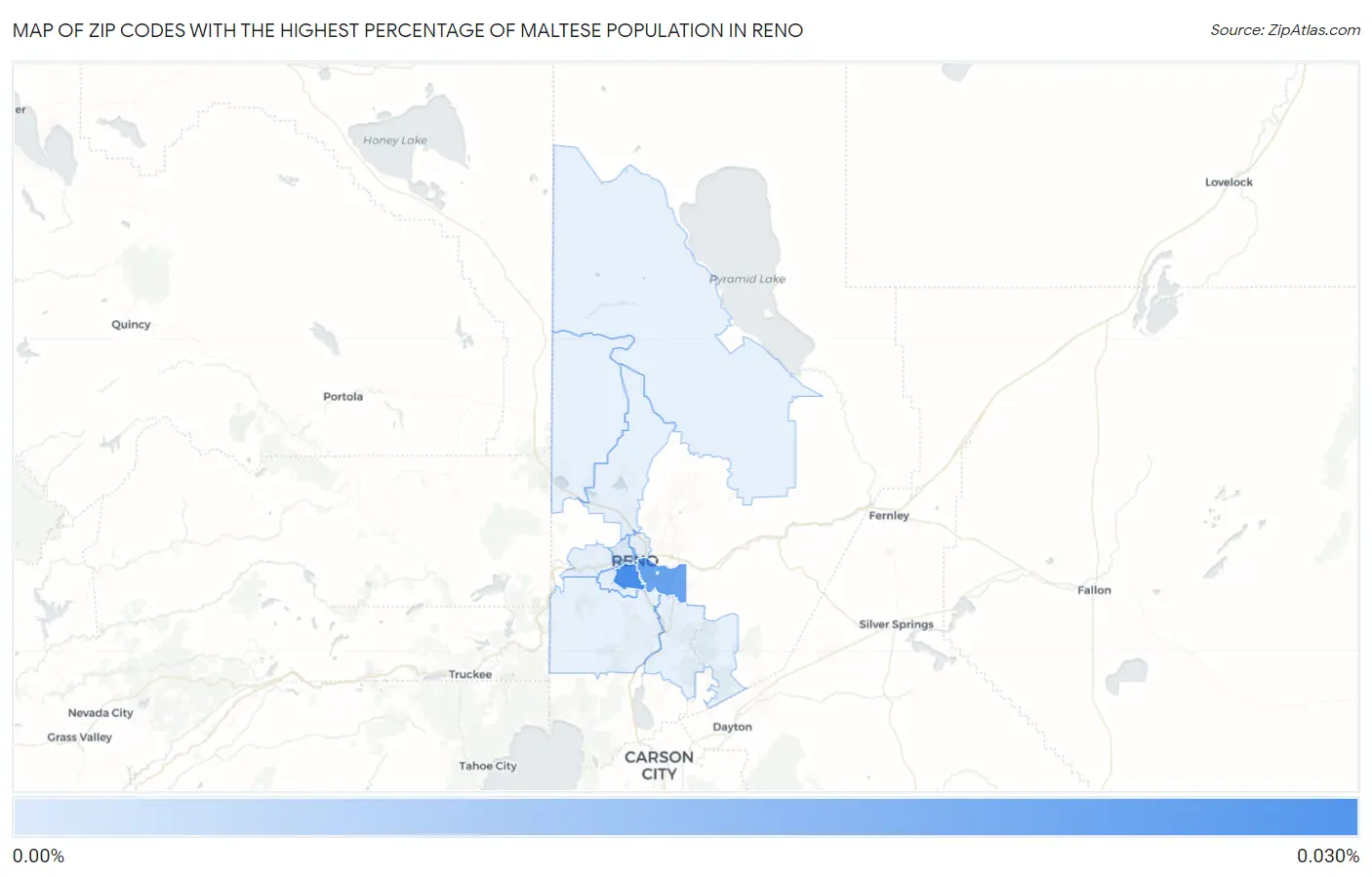 Zip Codes with the Highest Percentage of Maltese Population in Reno Map