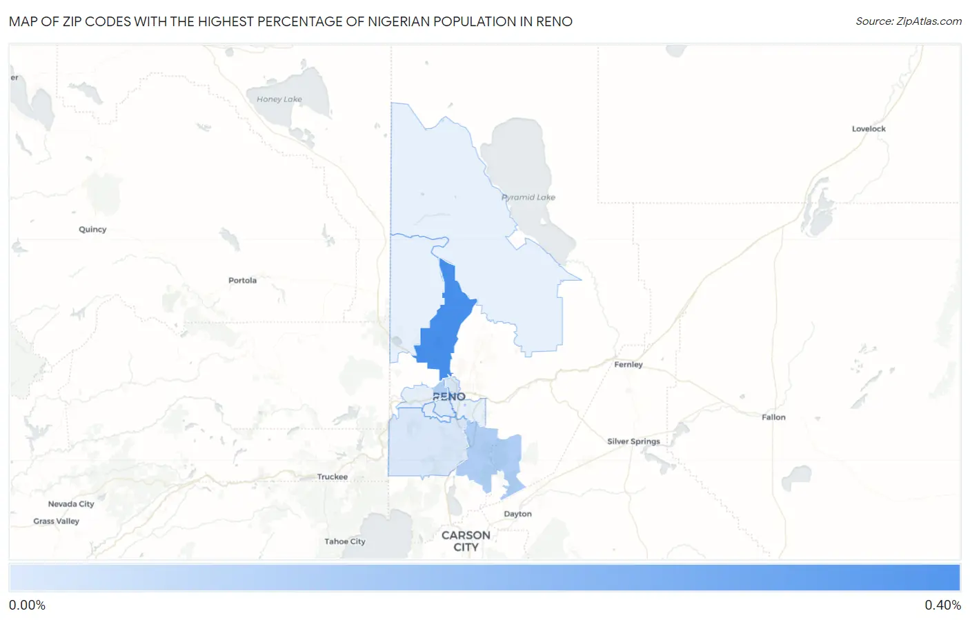 Zip Codes with the Highest Percentage of Nigerian Population in Reno Map