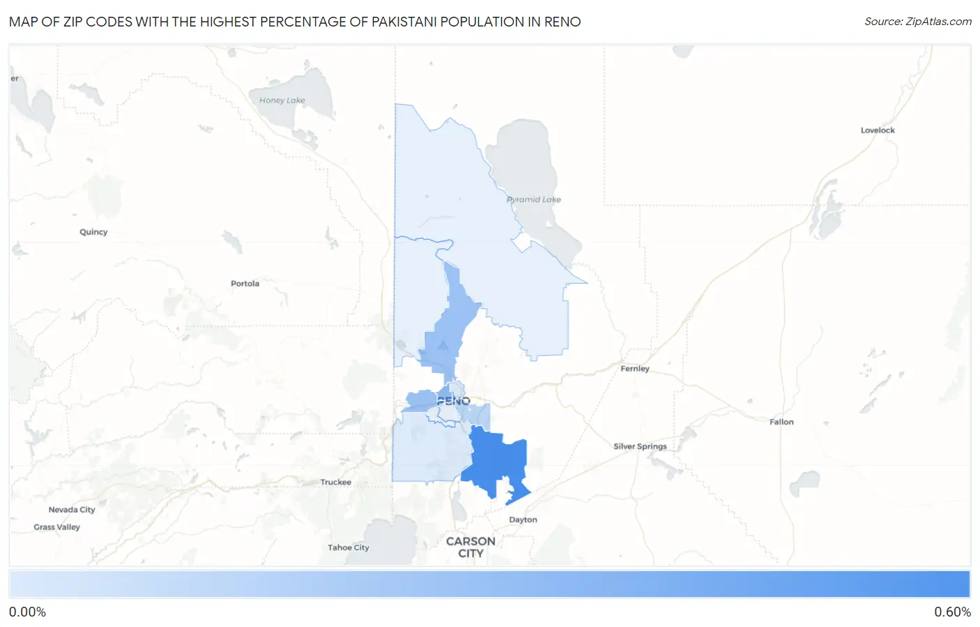 Zip Codes with the Highest Percentage of Pakistani Population in Reno Map