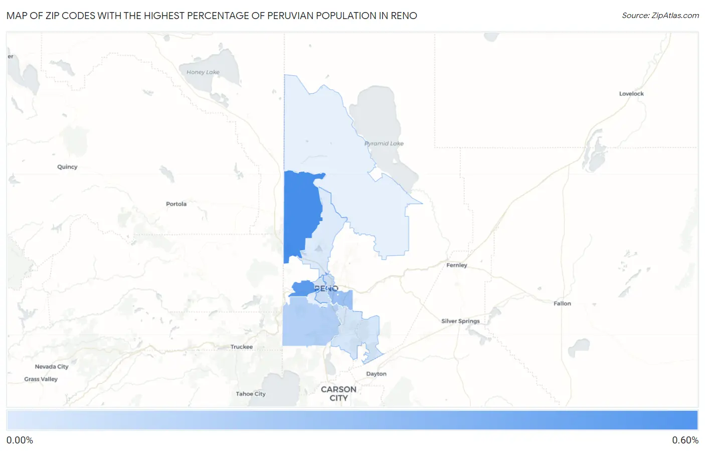 Zip Codes with the Highest Percentage of Peruvian Population in Reno Map