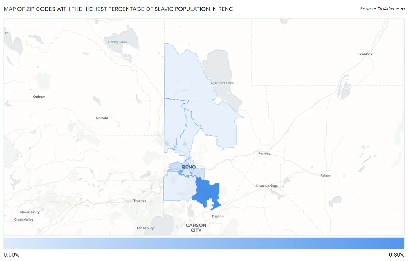 Zip Codes with the Highest Percentage of Slavic Population in Reno Map