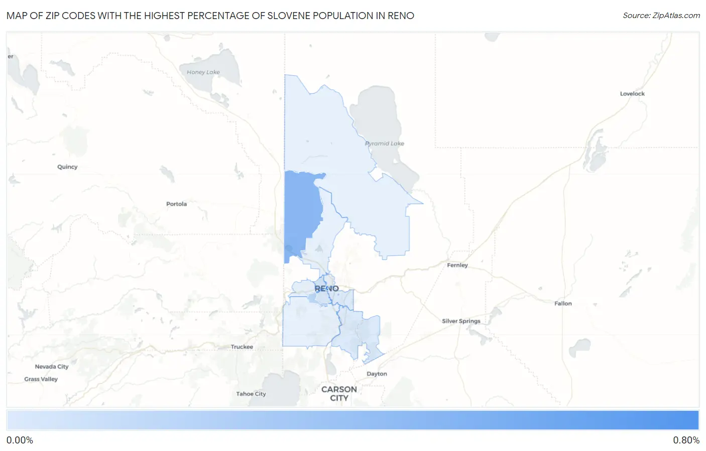 Zip Codes with the Highest Percentage of Slovene Population in Reno Map