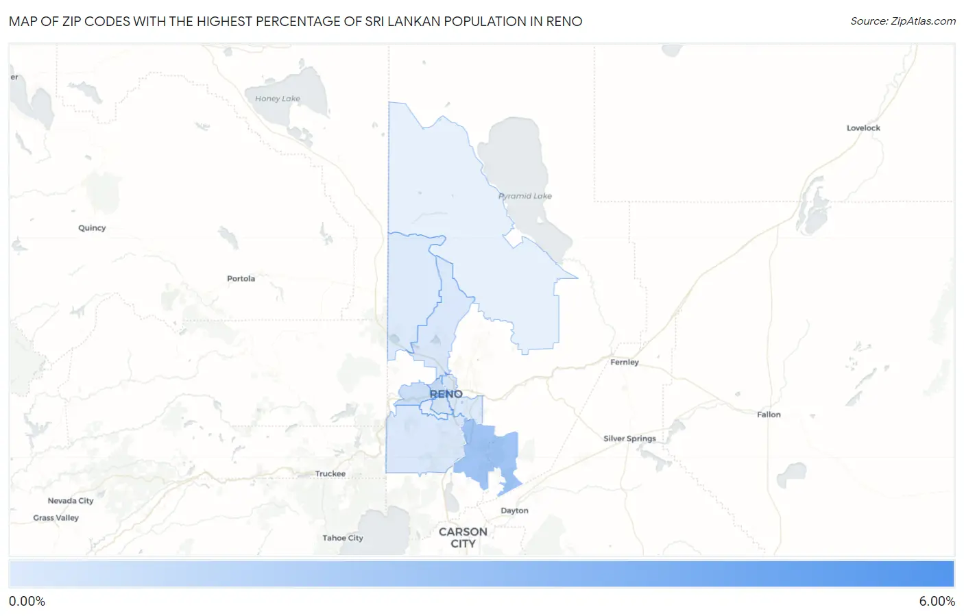 Zip Codes with the Highest Percentage of Sri Lankan Population in Reno Map