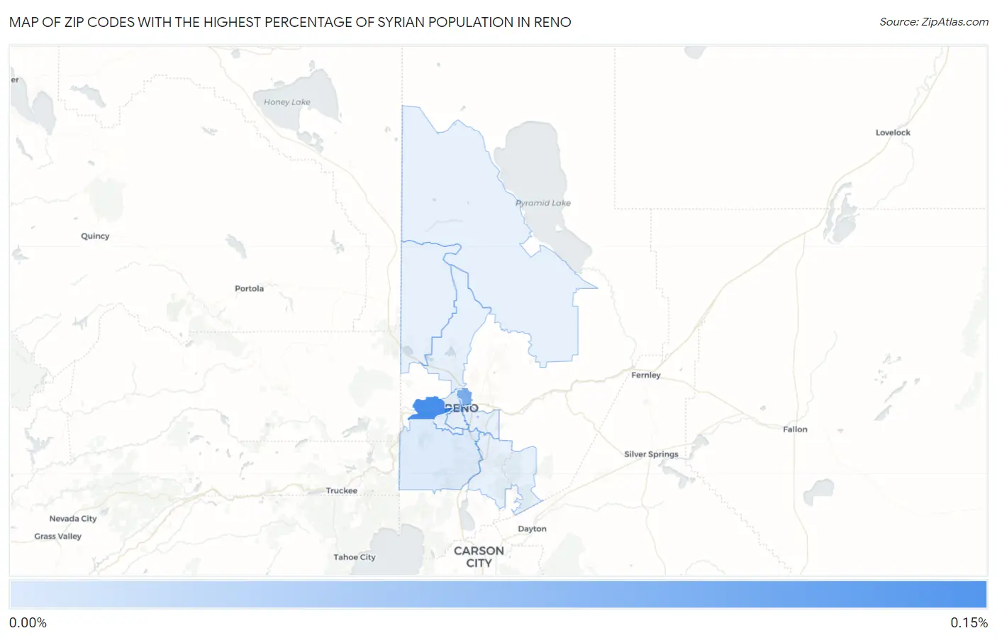 Zip Codes with the Highest Percentage of Syrian Population in Reno Map