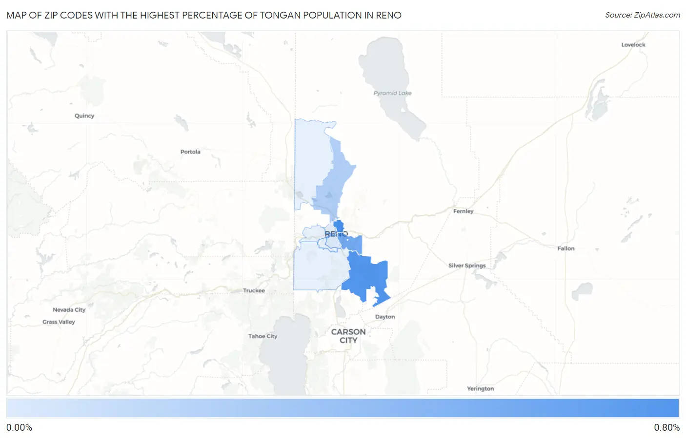Zip Codes with the Highest Percentage of Tongan Population in Reno Map