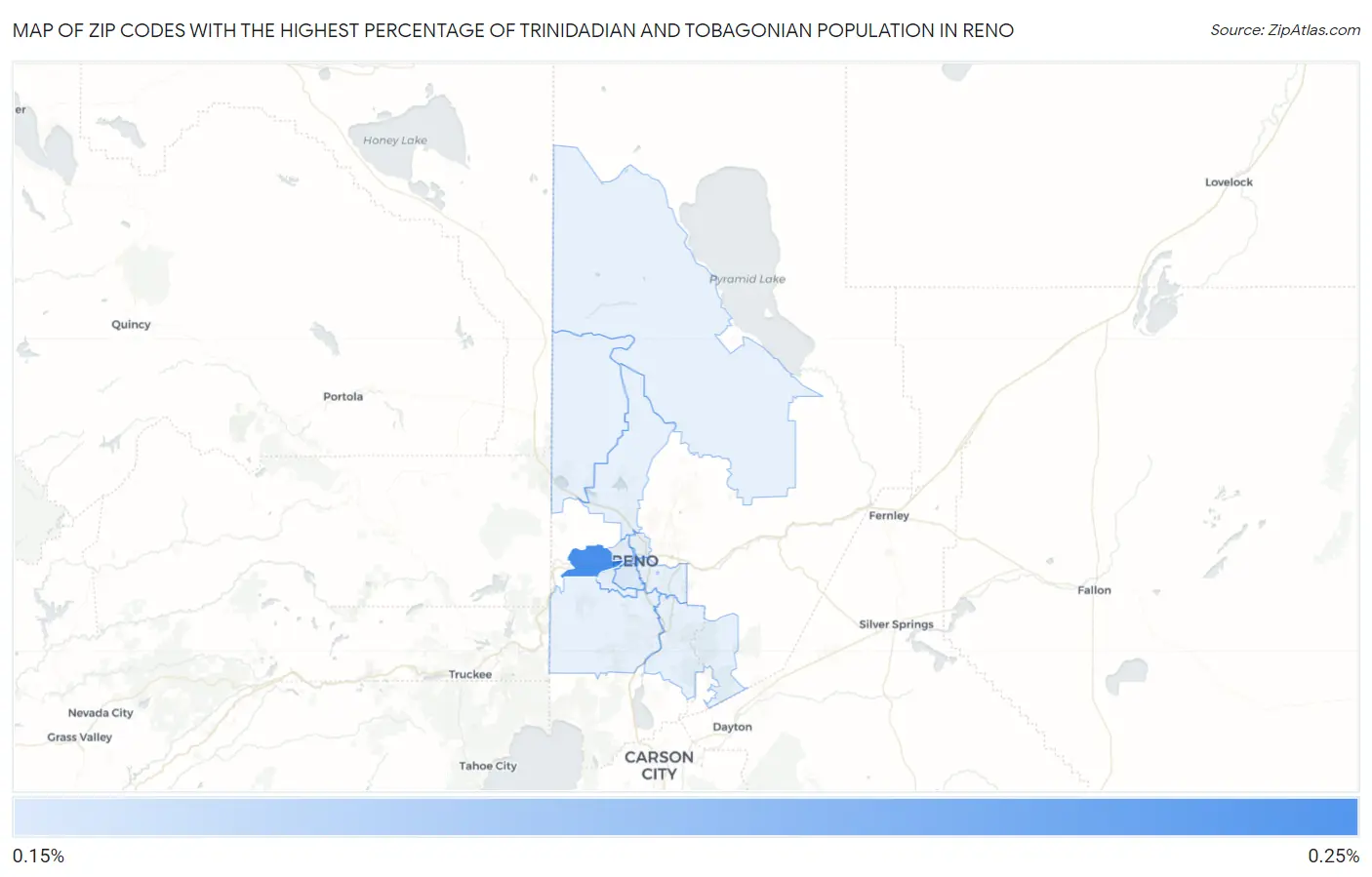 Zip Codes with the Highest Percentage of Trinidadian and Tobagonian Population in Reno Map