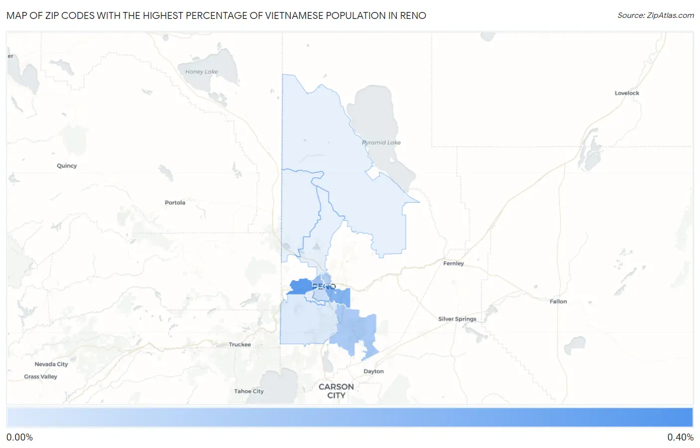 Zip Codes with the Highest Percentage of Vietnamese Population in Reno Map