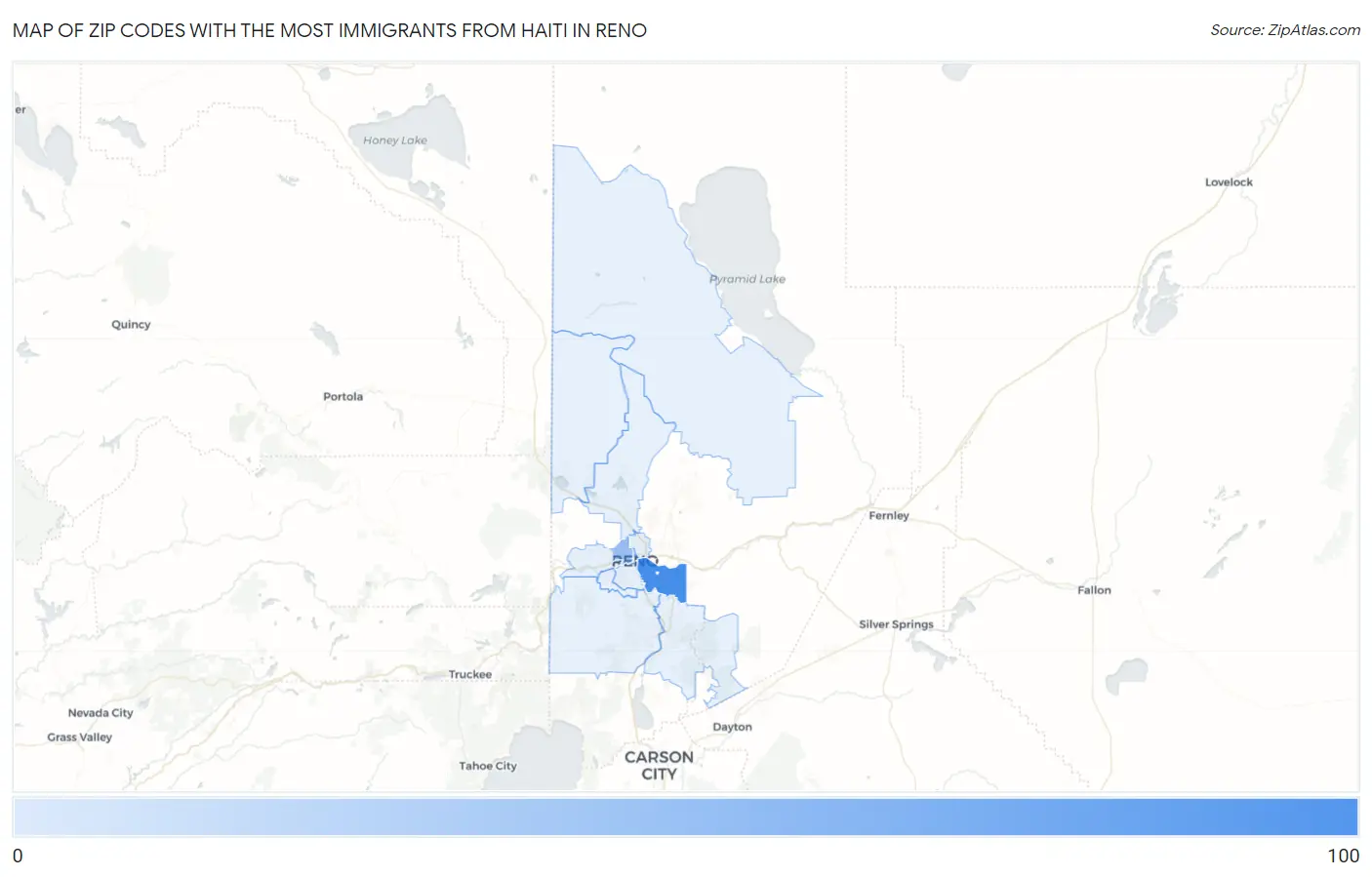 Zip Codes with the Most Immigrants from Haiti in Reno Map