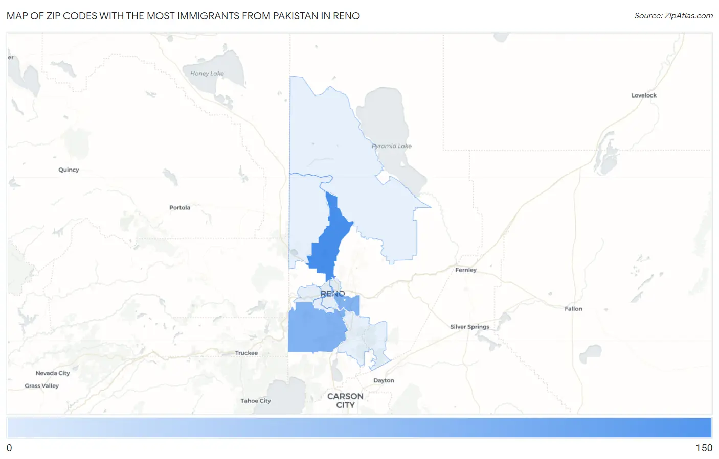 Zip Codes with the Most Immigrants from Pakistan in Reno Map