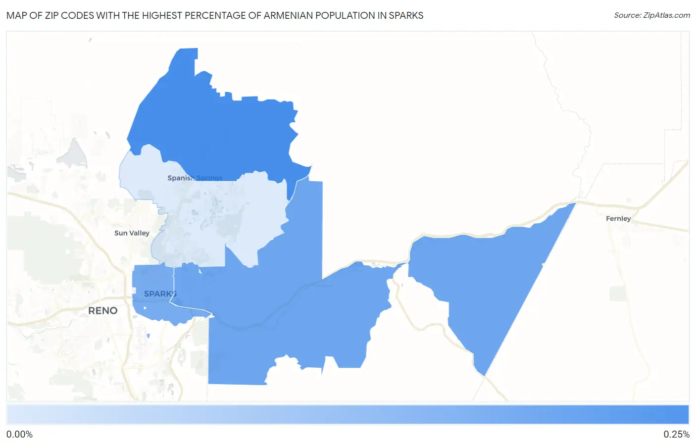 Zip Codes with the Highest Percentage of Armenian Population in Sparks Map