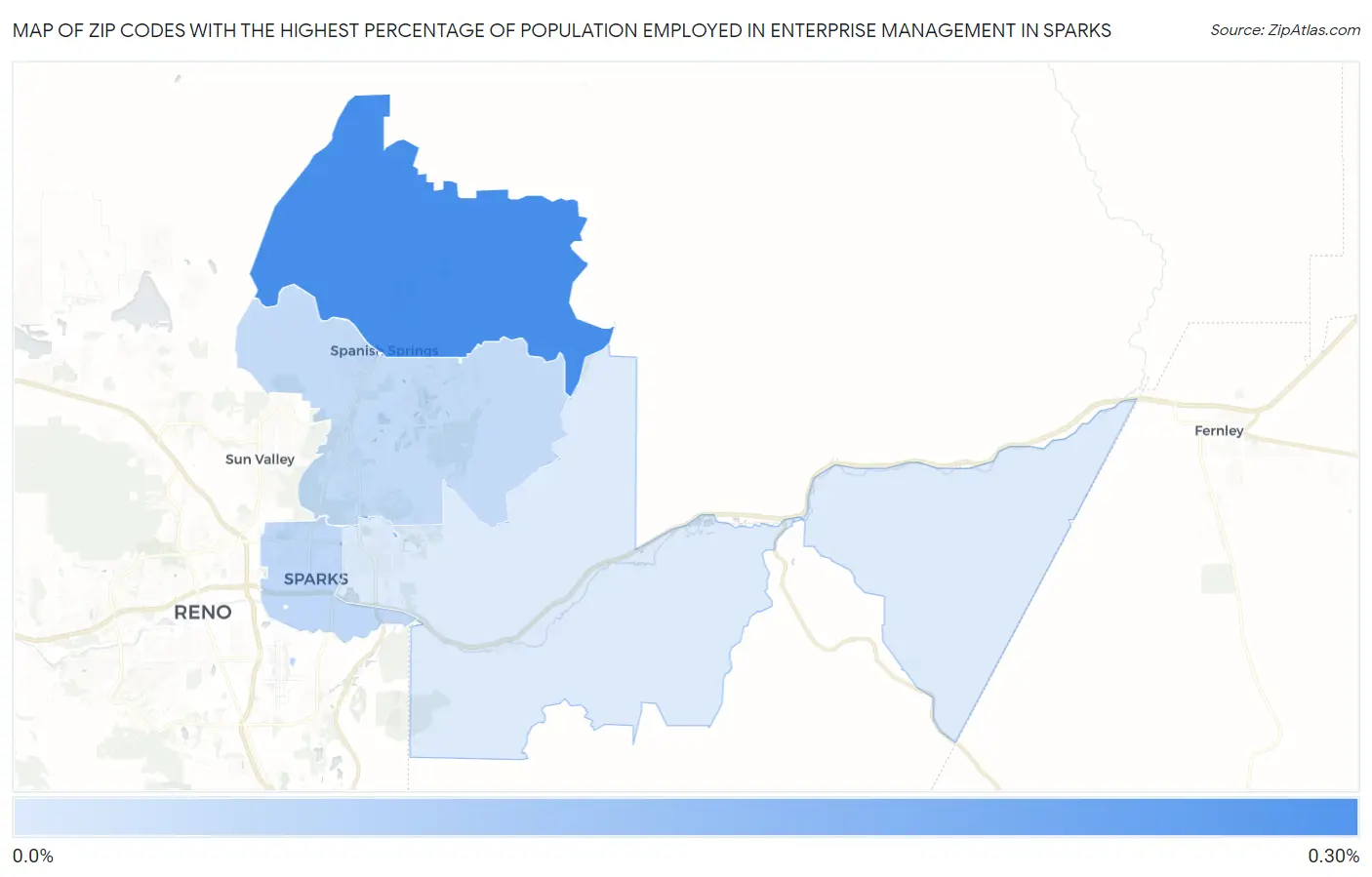 Zip Codes with the Highest Percentage of Population Employed in Enterprise Management in Sparks Map