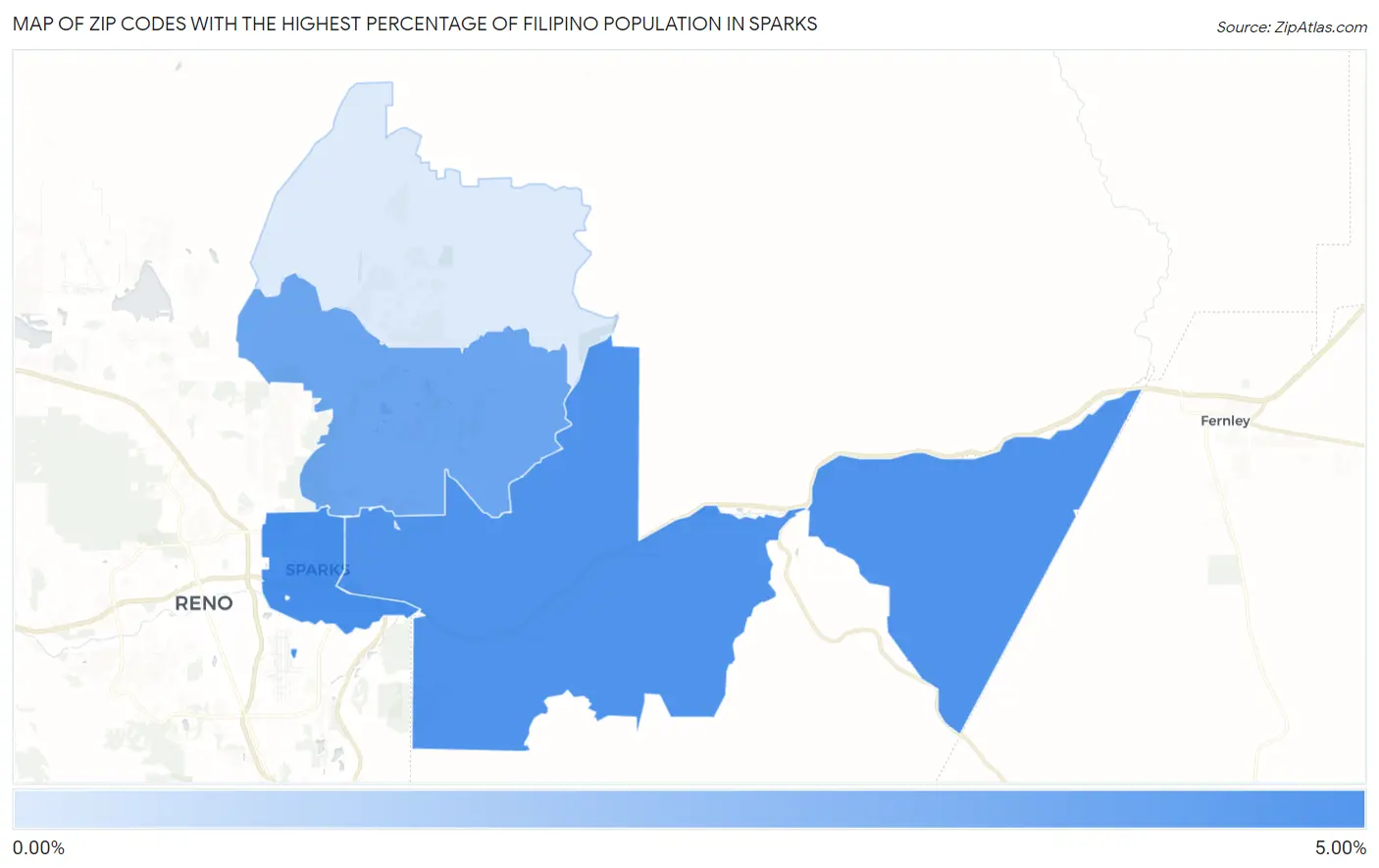 Zip Codes with the Highest Percentage of Filipino Population in Sparks Map