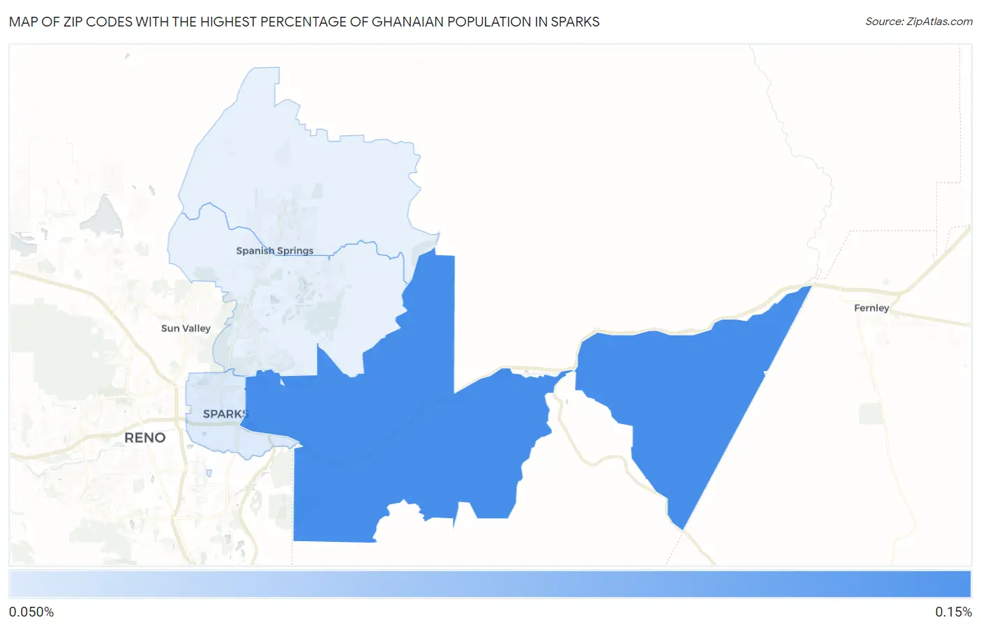 Zip Codes with the Highest Percentage of Ghanaian Population in Sparks Map