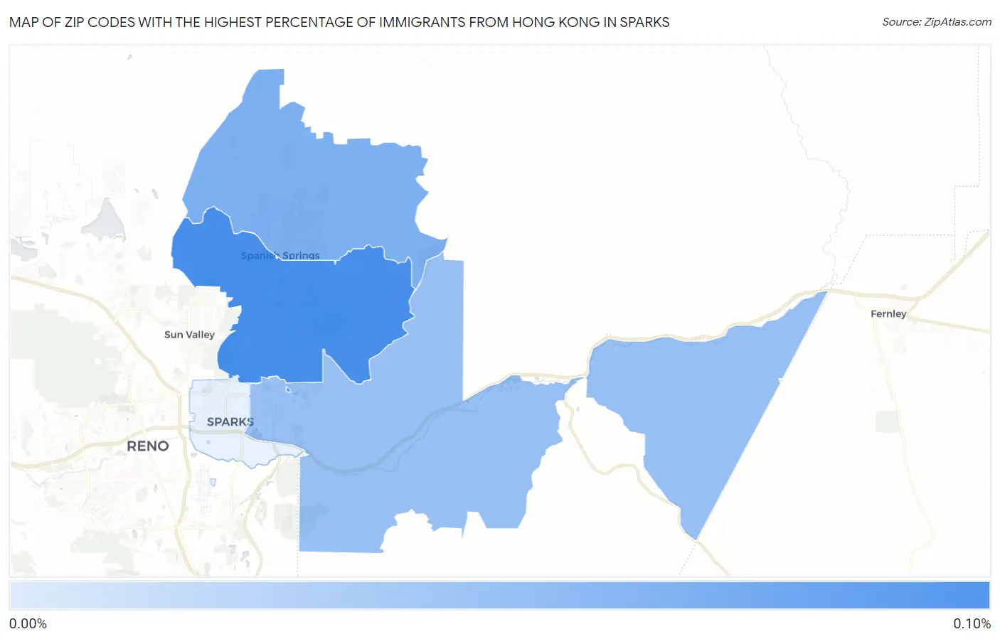 Zip Codes with the Highest Percentage of Immigrants from Hong Kong in Sparks Map