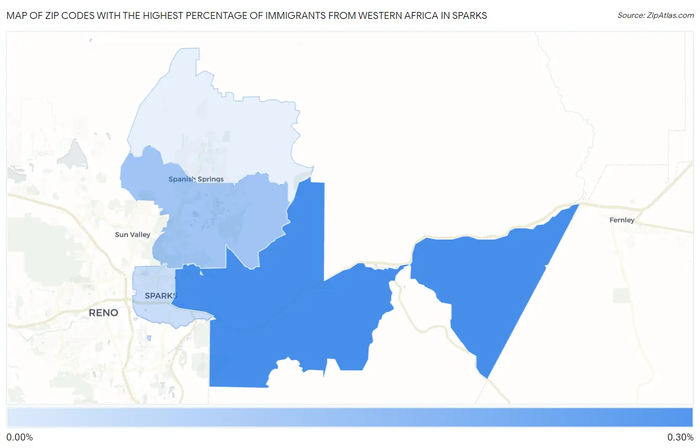 Zip Codes with the Highest Percentage of Immigrants from Western Africa in Sparks Map
