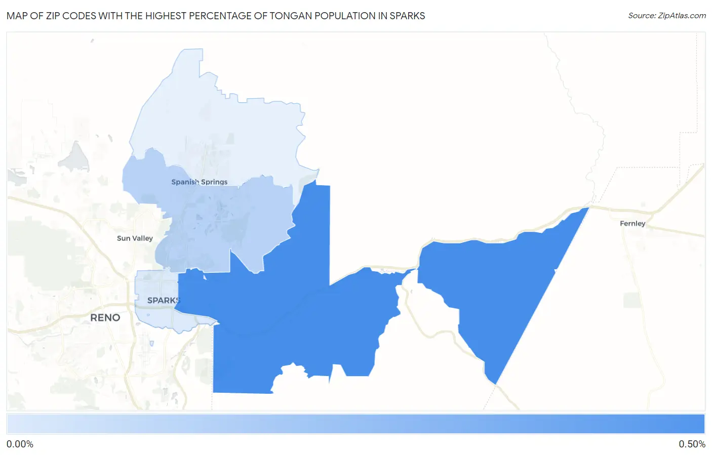 Zip Codes with the Highest Percentage of Tongan Population in Sparks Map
